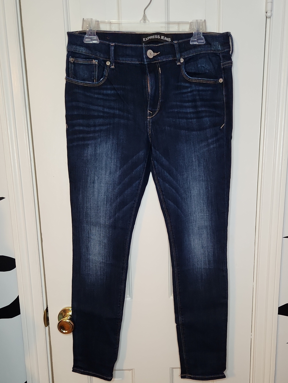 Express Dark Blue Skinny Jeans Mia- Midrise Short